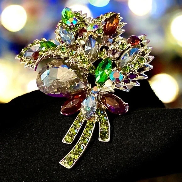 Large Fall Autumn 🍂 colors Rhinestone Brooch - Picture 5 of 5